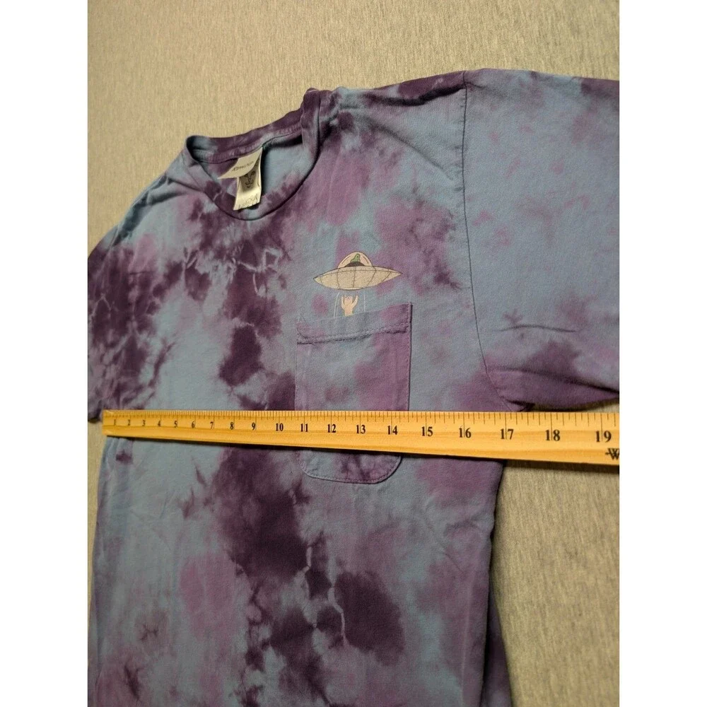 Ripndip Mushroom Cat Graphic Pocket T-shirt Men Small Purple Blue Tie Dye - Picture 7 of 8